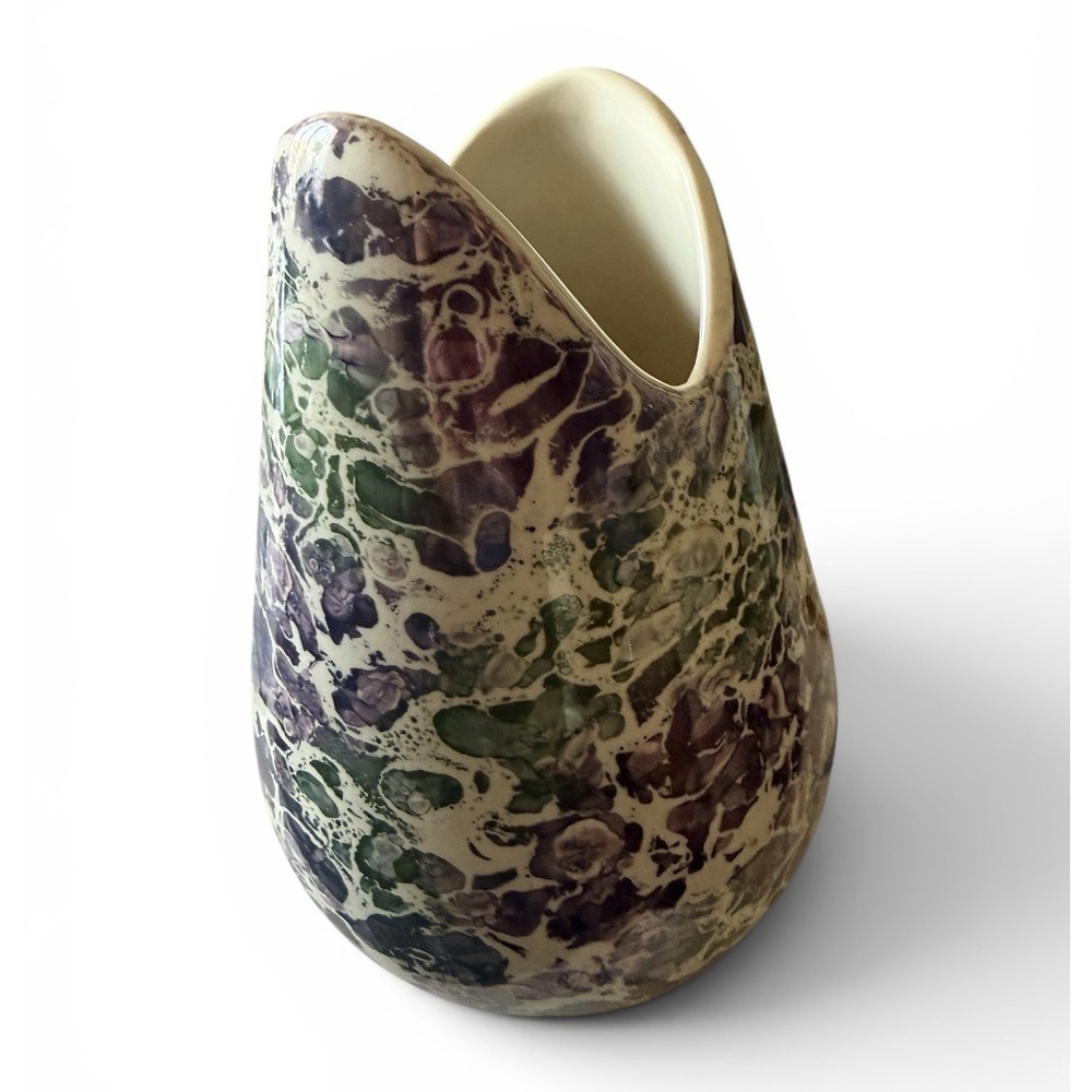 McCoy Cascade Vase Purple Marbled Iridescent Pearl Glaze 9" VTG 1960s MCM - Picture 6 of 14
